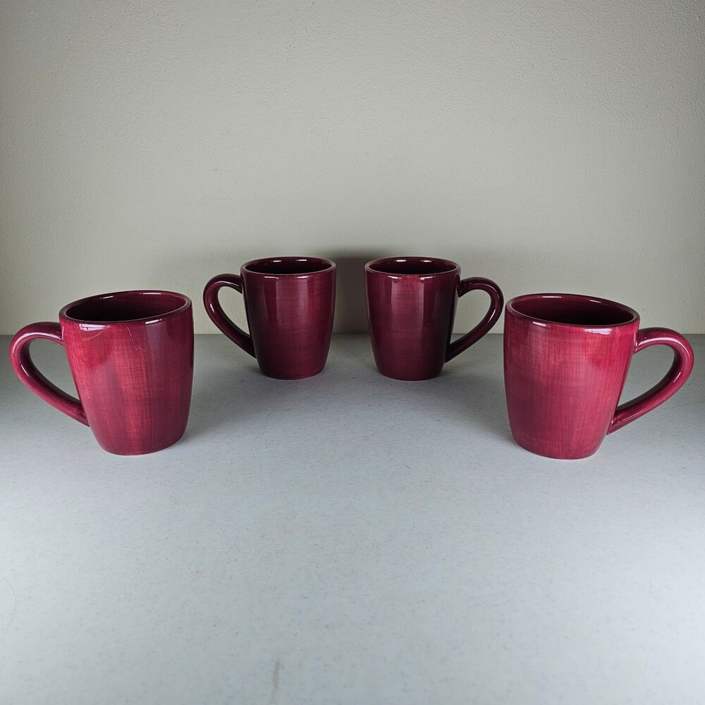4 Corsica Hand Painted Coffee Mug Red